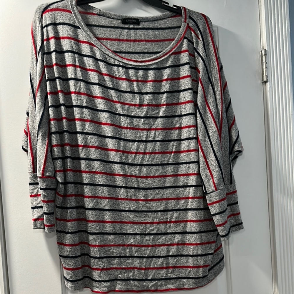 Striped Gray and Red Women's Top botanique brand